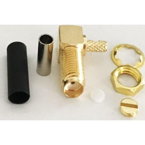 10pcs/lot RF Connector SMA female Right Angle Crimp Adapter for rg174 RG316 lmr100 cable