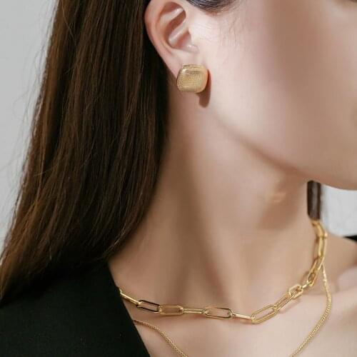 Funmode 2PCS Fashion Copper Gold Color Hip Hop Pendant Necklace Earring Sets For Women Big Link Chain Jewelry Wholesale FS33
