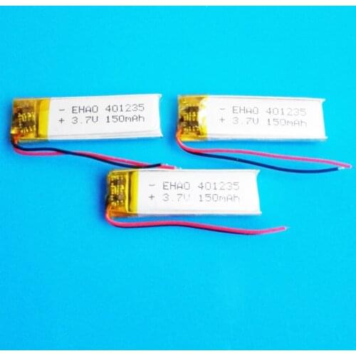 3 pcs EHAO 401235 3.7V 150mAh lipo Lithium Polymer Rechargeable battery with PCM board for MP3 bluetooth headset video pen