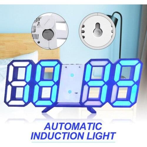 3D LED Wall Clock USB Charge Electronic Digital Clocks Wall Horloge Desktop Alarm Snooze Nightlight Date Time Celsius Display