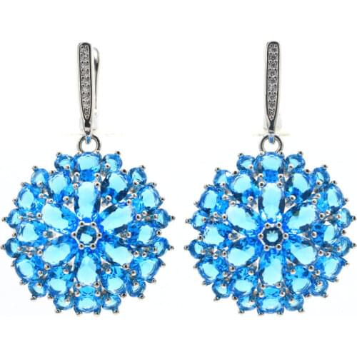 20x17mm Beautiful Created Pink Tourmaline White CZ Gift For Sister Silver Earrings