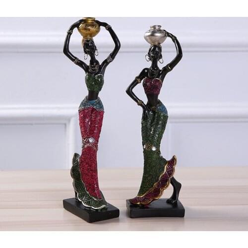 Africa Women Resin Statue Home Decoration Accessories African Statues Resin Sculpture Ornaments African Woman Creative Staue