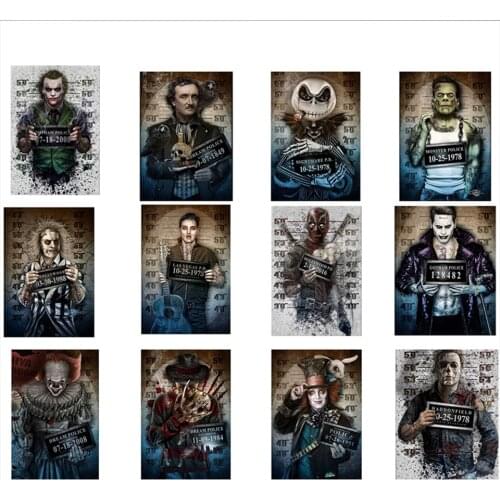 5D Diy diamond painting halloween, Quinn,chucky,freddy jail picture, Joker,Arte Horror movies cross stitch diamond painting mosa