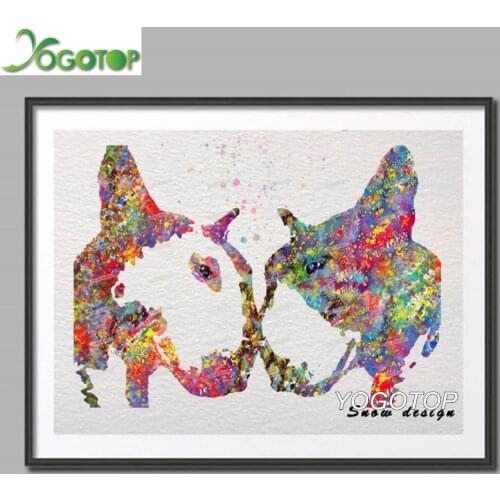 YOGOTOP Diy Diamond Painting Cross Stitch Original Watercolor English Bull Terrier,5d Full Embroidery Mosaic Art stickers YY1016