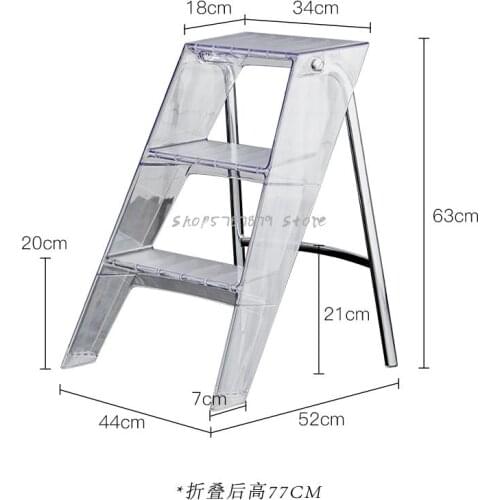 Household Transparent Folding Ladder Multi Functional Acrylic Ladder And Portable Three-step Miter Ladder