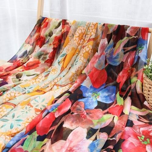 Cheap Sewing Fabric Floral Chiffon For Thin Sewing Material For Summer Dress Slightly Transparent 0.5 Yards/ Piece TJ0713- JA83