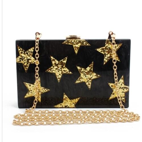 Women Acrylic gift Box bag Clutch purse party prom Handbags Ladies Evening bags Purses Chain Shoulder & Cross body Bag clutches