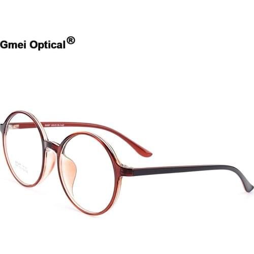 Gmei Optical Urltra-Light TR90 Round Full Rim Mens Optical Eyeglasses Frames Womens Plastic Myopia Eyewear 6 Colors M5087