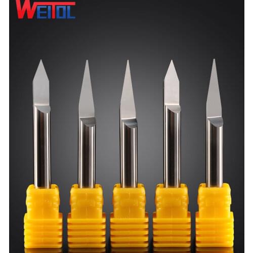 Weitol Metal engraving tool 3A 1 pcs/Lot 6mm V Shape F Bottom Carbide PCB Engraving Bits CNC Router Tool 10 degree 0.1mm