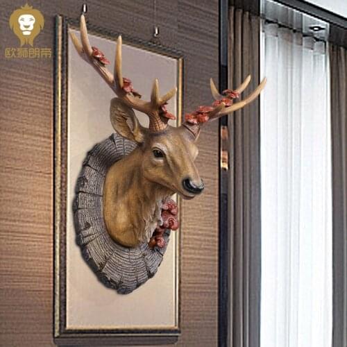 Simulation American deer head decoration wall hanging creative pendant living room porch lucky deer wall wall decorations