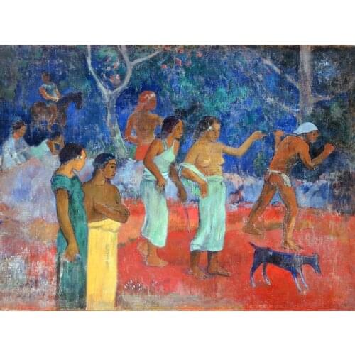 Canvas painting portrait picture figurative print giant poster home art Scene from Tahitian Life, 1896 By: Paul Gauguin