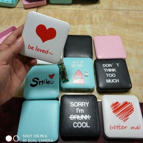 Power bank case kit 3 18650 DIY battery charger for phone Plastic battery storage box Color print pattern love Motivation style