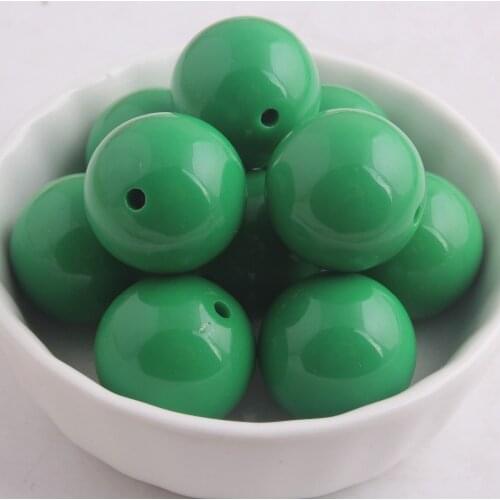 Kwoi vita Wholesales Dark Green Color Chunky 20MM 100pcs Acrylic Solid Bubble Gumball Beads for Kids Necklace