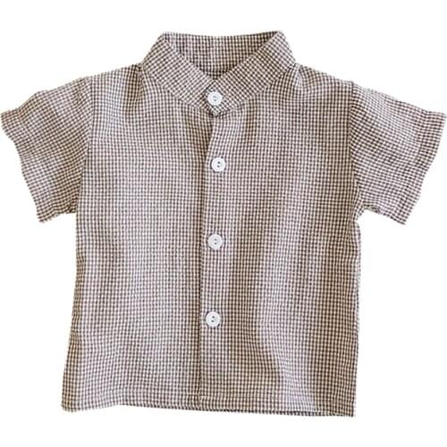 Summer Toddler Cotton Plaid Shirts Striped Baby Boy Girl Unisex 3 6 9 12 18 24 Month Baby Clothes OBS204018