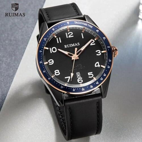 RUIMAS Fashion Mens Watches Luxury Leather Strap Quartz Watch Man Top Brand Military Sports Wristwatch Relogios Masculino 573