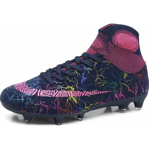 Mens Soccer Cleats High Ankle Football Shoes Long Spikes TF/AG/FG Outdoor Training Boots Men Women Sneakers Chuteira Futebol New