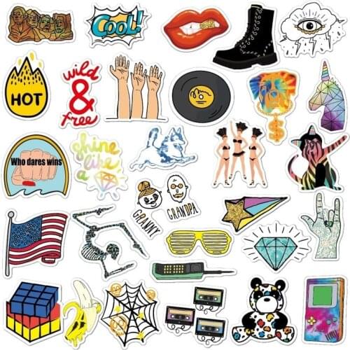 2Set = 60pcs Aesthetic Stickers Suitcase Laptop Computer Europe and America Cute Trend Line Graffiti Stickers