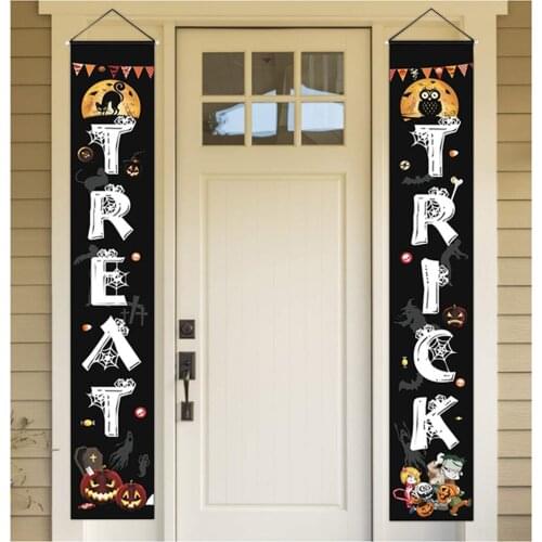 Outdoor Decoration Halloween Banner Hanging Home 3pcs Door Porch Black Flag Party Decoration Curtain Couplet Halloween