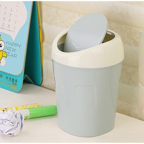 Desktop Waste Bins Trumpet Desktops Mini Creative Covered Kitchen Living Room Trash Can Rolling Cover Type Desktop Dustbin#35