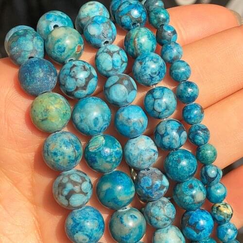 Natural Stone Smooth Matte Blue Maifan Jaspers Round Minerals Beads For Jewelry Making DIY Bracelet Accessories 15'' 6 8 10mm