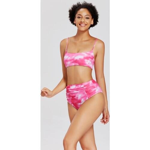 2021 New European and American Sexy Split Printing Swimsuit Women Foreign Trade Beach Bikini Cross-Border Swimwear