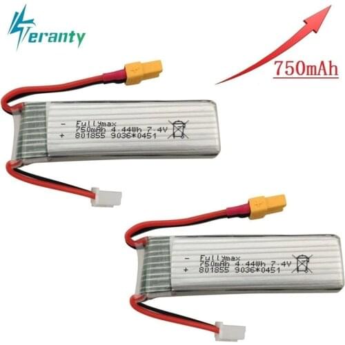 Upgraded Version 750mAh 7.4V Lipo Battery For XK K130 RC Helicopter Spare Parts Accessories 7.4v Drone Battery 801855 2pcs/sets