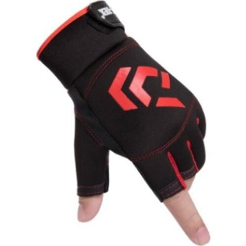 1 Pair Fishing Thin Gloves Men Outdoor Fishing Anti-Slip and Waterproof 3 Cut Finger Sports Fish Equipment Gloves