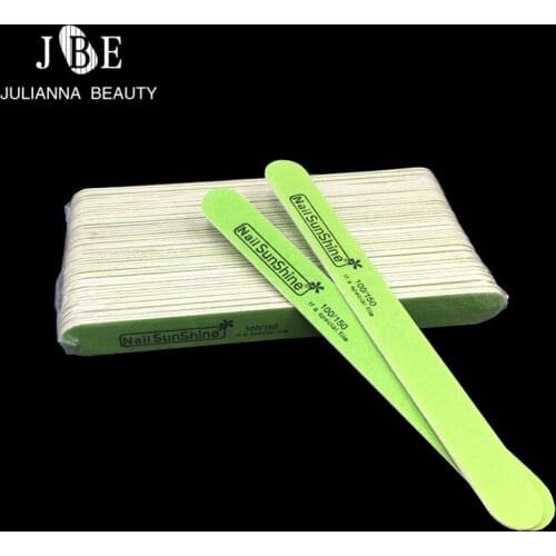50pcs/lot Wooden Nail File Nail Buff Polishing Block Sanding Files 100/150Grit Nail Art Straight Thick Stick Nail Salon Tools