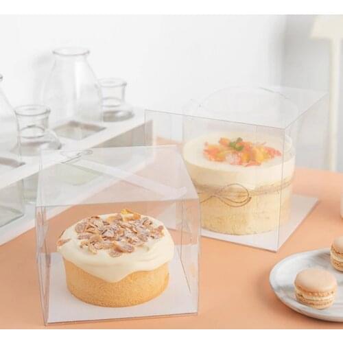10PCS Plastic Box Transparent Cake Box With Handle Bake Case Dessert Cake Packing Box For Shop Wedding Birthday Supplies