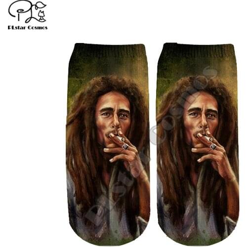 PLstar Cosmos Reggae Bob Marley Colorful HipHop NewFashion Casual 3DPrint Women/men/boy/girl Summer Autumn Short Ankle Socks s-1