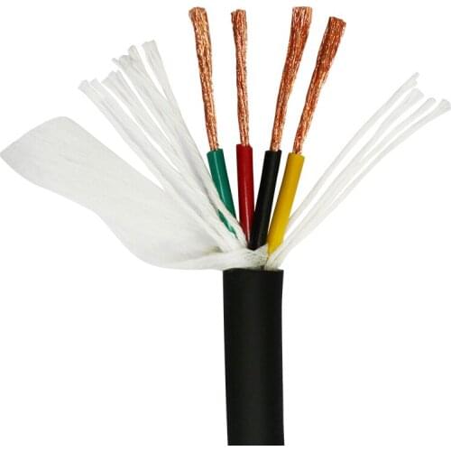 Towline Wire 4 core 1, 1.5, 2.5 mm² Ultra High Flexible 17,16,14AWG Black Drag Chain Cable TRVV 5m