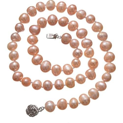 Pink Natural Freshwater Pearl Beads High Quality Necklace Round DIY Tie Elegant Necklace Jewelry Making 18inches