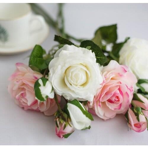 10pc Real Touch Roses Artificial Flowers Branch 2 bud High Quaility Latex Silk Rose Bouquet for Wedding Home Party Decoration