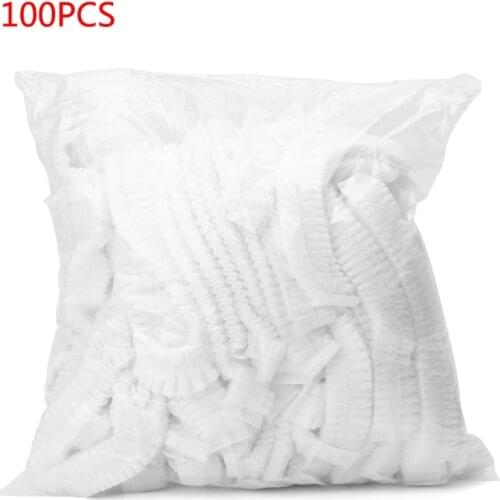 100pcs/bag Disposable Anti Dust Proof Hair Covering Hat Non-woven One-off Shower Hat Cap