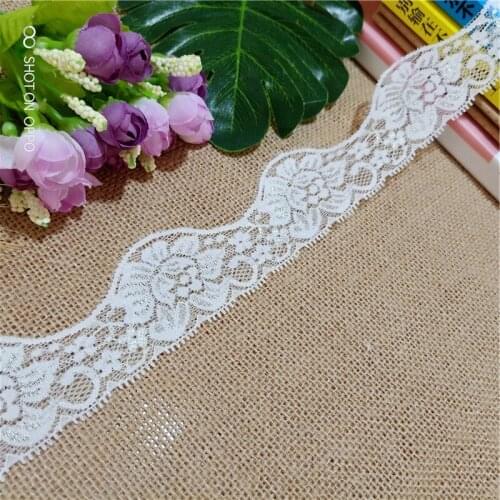 Width 4.5cm S1020 white Nylon Spandex stretch Jacquard lace trimmings dress accessories For wedding decoration materials