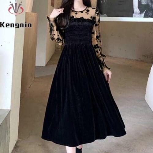 Loose Summer Dress Women 2021 New Oversized Female Plaid Cute Robe Dresses Lace Patchwork Office Lady Work Blue Dress KE1186