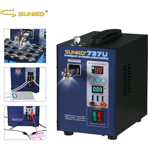 SUNKKO 737U Spot Welder 2.8KW Precision Pulse Battery Spot Welding Machine USB Charging Testing for 18650 Batteries Pack Welding