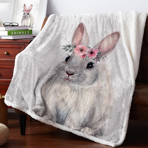 Wreaths Heads Rabbits Animal Home Lamb Cashmere Thick Bed Blanket Sofa Winter Warm Sherpa Newborn Wraps Kids Bedspread