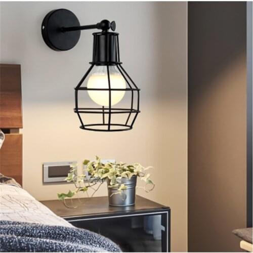 Vintage Industrial Wall Lamp American Loft Wall Light Sconce for Bedside Corridor Restaurant Home Decor Lampshade Cage Guard