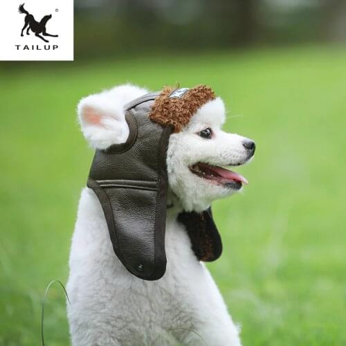 TAILUP S-XXL Newest Autumn Winter Style Cute Aviator Cap Pet Costume Cosplay Windproof Pilot Hat for Small Medium Large Dogs