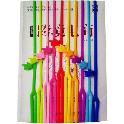 Creative Silicone Finger Shape Bookmark Elastic Retractable Book Clip Fixing Rope Students Funny Bookmark School Office Supplies