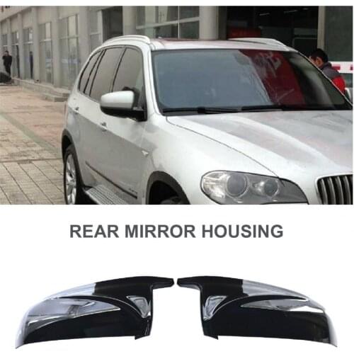 2Pcs Rear View Mirror Cover Durable Anti-scratch Car Modification Glossy Black Wing Mirror Caps for BMW E70 X5 07-13