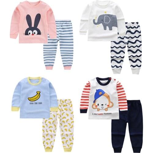 2020 Winter Children Christmas Pajamas Boys Cotton Nightwear Toddler Baby Girl Clothes Suit Cartoon Pyjamas Kids Pijama Infantil