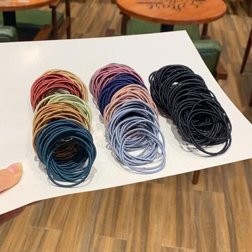100pcs/bag Solid Elastic Hair Bands Seamless Hair Ties 5cm High Elastic Rubber Band Women Girls Ponytail Holder Hair Accessories