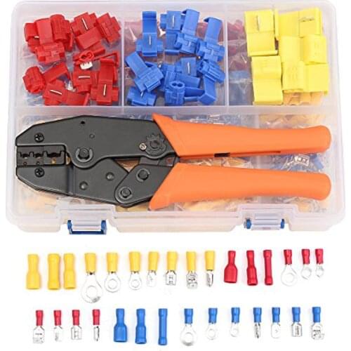 520PCS Assorted Wire Connector Kit Quick Splice Male/Female Spade Wire Terminals +1PC Electrical Crimping Plier Set with Case