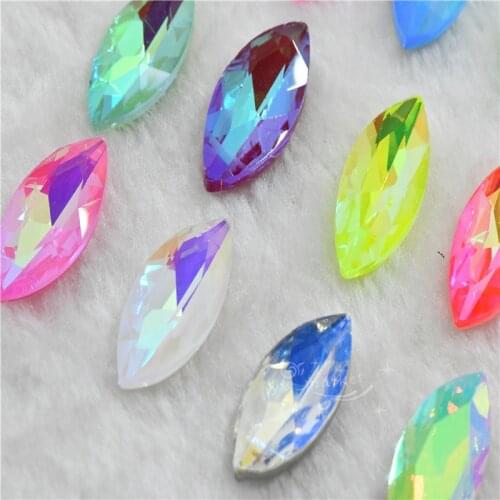 7x15mm Navette glass stones pintback for jewelry Glitter Crystal rhinestones clothing crafts