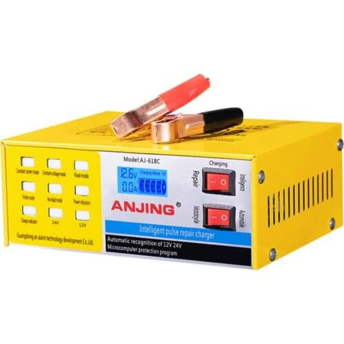 12v/24v Car Intelligent Pulse Battery Charger With Digital Display For Car Cell Motorcycle Battery Eu/us Plug