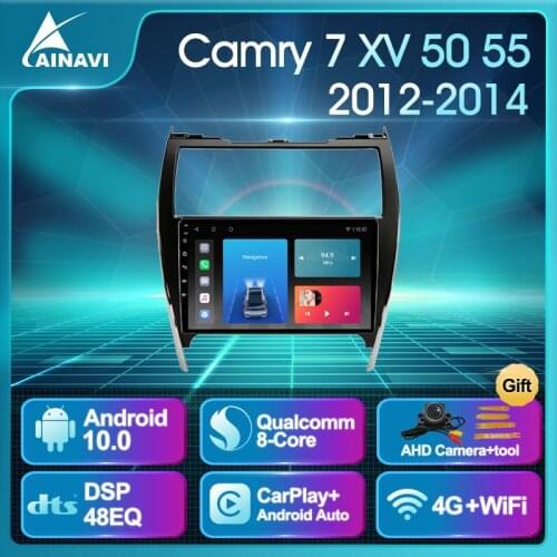 Car Radio Android 10 QLED For Toyota Camry 7 XV 50 55 US EDITION 2012-2014 Auto Stereo Multimedia Player Navigation Carplay GPS
