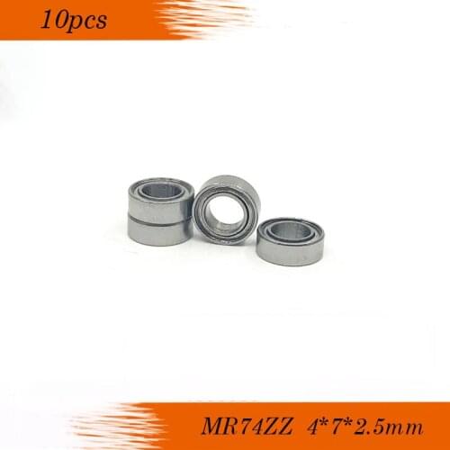 Free shipping 10PCS mini bearing MR74ZZ L-740ZZ 4x7x2.5mm ABEC-3 bearings MR74 ZZ 4*7*2.5 deep groove ball bearings
