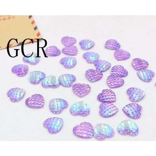 Free Shipping 12mm 50pcs Multi AB Color Snake Scale Flatback Resin Heart Stone Beads,Flatback Resin Rhinestone For DIY